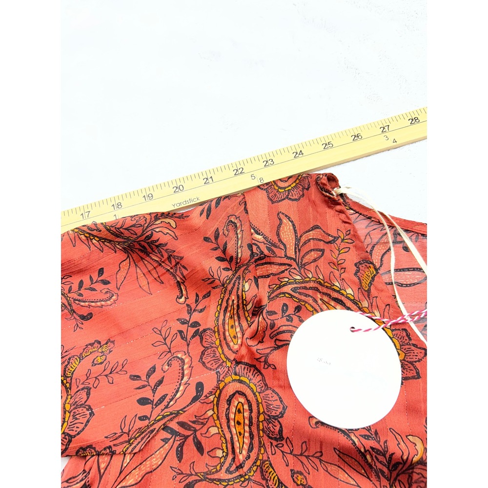Umgee Womens Dress Medium Rust Orange Paisley Metallic Boho Bell Sleeve - Picture 7 of 12